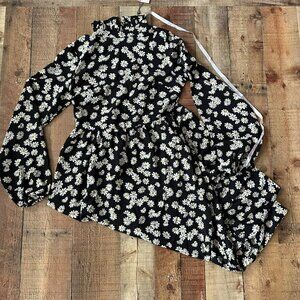 Missguided High Neck Smock Midi Dress With Daisy Print Pattern size 4